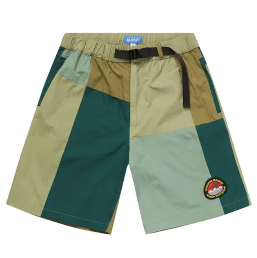 NWT Market Studios Gorp Outdoor Chinatown Patchwork Tech Shorts